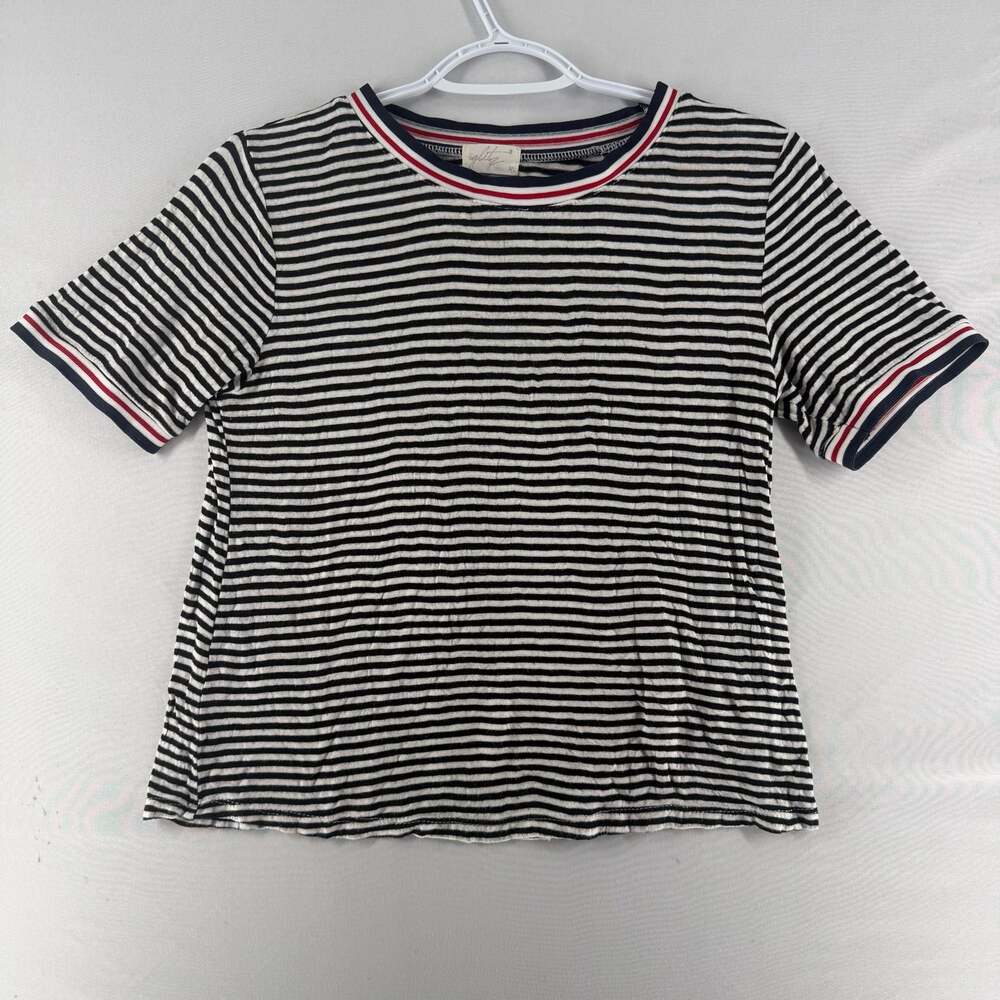 0982 Med Glitz Women's Short Sleeve Striped Crew Neck T-Shirt